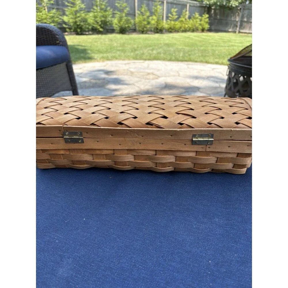 Vintage Wicker Storage Box Large Lidded Basket With Latch Rustic/Cottage Core